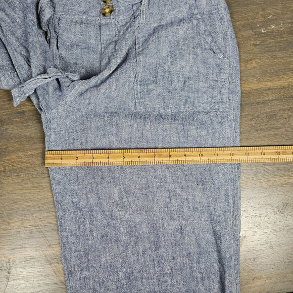 Mason & Belle Women L Chambray Linen Rayon Wide Leg Pull On Pants Pockets w/ Tie - Picture 7 of 10